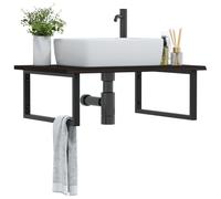 Vidaxl Étagère De Vasque Murale Acier Et Bois De Chêne Massif Multicolore