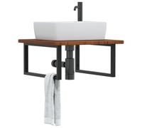 Vidaxl Étagère De Vasque Murale Acier Et Bois De Chêne Massif Multicolore