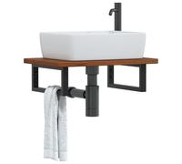 Vidaxl Étagère De Vasque Murale Acier Et Bois De Chêne Massif Multicolore