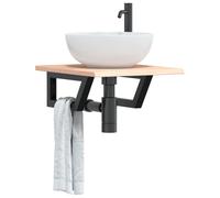 Vidaxl Étagère De Vasque Murale Acier Et Bois De Chêne Massif Multicolore
