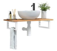 Vidaxl Étagère De Vasque Murale Acier Et Bois Massif D'acacia Multicolore