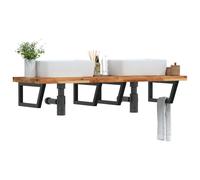 Vidaxl Étagère De Vasque Murale Acier Et Bois Massif D'acacia Multicolore