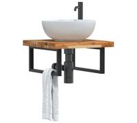 vidaXL Étagère de lavabo en bois naturel et bois d'acacia massif noir et acier