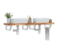 Vidaxl Étagère De Vasque Murale Acier Et Bois Massif D'acacia Multicolore