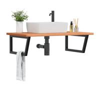 Vidaxl Étagère De Vasque Murale Acier Et Bois Massif De Hêtre Multicolore