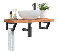 Vidaxl Étagère De Vasque Murale Acier Et Bois Massif De Hêtre Multicolore