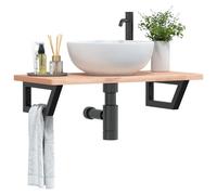 Vidaxl Étagère De Vasque Murale Acier Et Bois Massif De Hêtre Multicolore