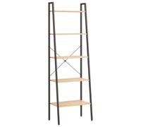 vidaXL Étagère Debout 5 Niveaux Bibliothèque Étagère sur Pied Meuble de Rangement Étagère Échelle Salon Marron Clair et Noir 56x35x174 cm