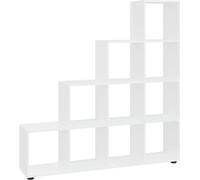 Bibliothèque escalier Blanc brillant 142 cm Bois d'ingénierie