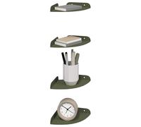 vidaXL Étagère flottante avec étagère 4 pcs Vert olive 15 x 15 x 2 cm, Salon, étagère flottante, design minimaliste, gain de place, murale contemporaine pour déco chez soi