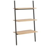 vidaXL Étagère Inclinée à 3 Niveaux Bibliothèque Étagère sur Pied Meuble de Rangement Étagère Échelle Marron Clair et Noir 64x34x116 cm