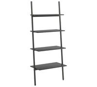 vidaXL Étagère Inclinée à 4 Niveaux Bibliothèque Étagère sur Pied Meuble de Rangement Étagère Échelle Maison Intérieur Noir 64x34x150,5 cm