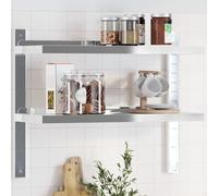 vidaXL Étagère murale 2 niveaux 75x23,5x60 cm argenté acier inoxydable