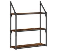 vidaXL Étagère Murale 3 Niveaux, Bibliothèque Suspendue, Armoire à Livres Flottante, Meuble de Rangement Salon Bureau Maison Intérieur, Moderne, Chêne Fumé