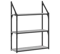 vidaXL Étagère Murale 3 Niveaux, Bibliothèque Suspendue, Armoire à Livres Flottante, Meuble de Rangement Salon Bureau Maison Intérieur, Moderne, Sonoma Gris