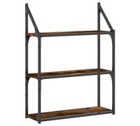 vidaXL Étagère murale 3 niveaux, bibliothèque suspendue moderne pour salon et bureau – Chêne fumé
