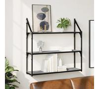 vidaXL Étagère Murale 3 Niveaux, Bibliothèque Suspendue, Armoire à Livres Flottante, Meuble de Rangement Salon Bureau Maison Intérieur, Moderne, Sonoma Gris