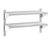 vidaXL Étagère Murale à 2 Niveaux 100x30x60cm argenté Acier Inoxydable, étagère Flottante, étagère Murale d'exposition, Panneau d'étagère