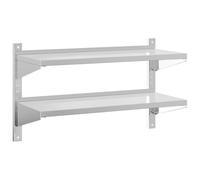 vidaXL Étagère Murale à 2 Niveaux 100x40x60cm argenté Acier Inoxydable, étagère Flottante, étagère Murale d'exposition, Panneau d'étagère