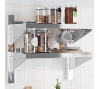 Vidaxl Étagère Murale À 2 Niveaux 50x30x48 Cm Argenté Acier Inoxydable Argenté