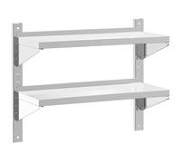 vidaXL Étagère Murale à 2 Niveaux 75x30x60 cm argenté Acier Inoxydable, étagère Flottante, étagère Murale d'exposition, Panneau d'étagère