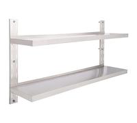 vidaXL Étagère Murale à 2 Niveaux Etagère Flottante Etagère Suspendue Stockage Assiette Plat Cuisine Maison Intérieur Acier Inoxydable 150x30 cm