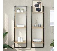 Etagère Murale à 3 Niveaux, Etagère Suspendue avec Rangement, Etagère de Présentation Flottante Salon, Moderne, Chêne Sonoma Bois d'Ingénierie