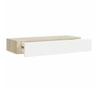 vidaXL Etagère à Tiroir Murale Etagère Flottante Suspendue Support Mural Salon Salle de Séjour Maison Intérieur Chêne et Blanc 60x23,5x10 cm MDF
