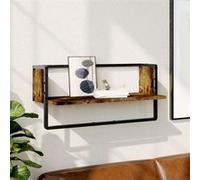 Vidaxl Étagère Murale Avec Barre Chêne Fumé 65x25x30 Cm