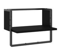 vidaXL Étagère Murale avec Barre, Étagère Suspendue avec Rangement, Étagère de Présentation Flottante, Meuble de Salon, Moderne, Noir