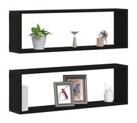 vidaXL Étagère Murale avec étagère 2 pcs Chêne Noir 80 x 15 x 26 cm, Étagère Murale Moderne, Bois Ingénierie Rectangulaire, Rangement Pratique, Design Épuré, Gain de Place