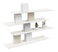 vidaXL Étagère Murale avec étagère 4 pcs Blanc 100 x 18 x 2,5 cm, Étagère murale rectangulaire, minimaliste, pour salon, solution de rangement durable, organisateur élégant