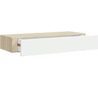 vidaXL Étagère murale avec tiroir aspect chêne et blanc 60x23,5x10 cm MDF