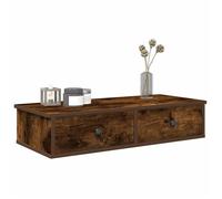 vidaXL Étagère murale – Armoire flottante avec tiroirs, chêne fumé, bois d'ingénierie