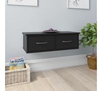 Vidaxl Étagère Murale Avec Tiroirs Noir 60x26x18,5cm Bois D'ingénierie Noir
