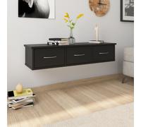Vidaxl Étagère Murale Avec Tiroirs Noir 88x26x18,5cm Bois D'ingénierie Noir
