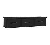 vidaXL Étagère Murale avec Tiroirs, Organisateur de Maison Suspendu, Meuble de Rangement Salon Salle de Séjour, Noir Bois d’Ingénierie