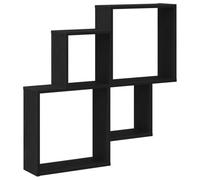 vidaXL Étagère Murale Cube avec étagère Chêne Noir 80 x 15 x 78.5 cm, Étagères flottantes stylées, unités murales rectangulaires pour Salon, Rangement et déco Moderne