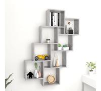 Étagère murale cube Gris béton 90x15x119 cm Bois d’ingénierie Gris G