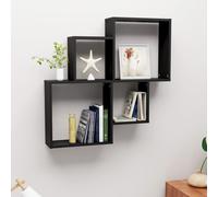 Vidaxl Étagère Murale Cube Noir 80x15x78,5 Cm Bois D'ingénierie Noir