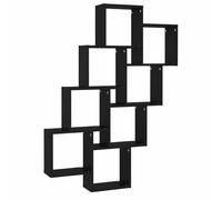 vidaXL Étagère Murale Cube, Support Suspendu avec Compartiments, Meuble Flottant Salon Salle de Séjour, Moderne, Noir Bois d'Ingénierie
