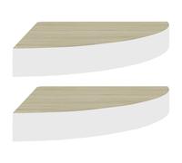 Vidaxl ?Tag¿¿Res D'angle Murales 2 Pcs Ch¿ºne Et Blanc 25x25x3,8 Cm Mdf Multicolore