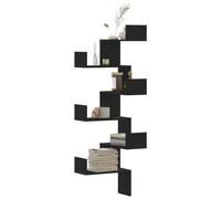 Vidaxl Étagère Murale D'angle Noir 45x45x147 Cm Bois D'ingénierie Marron
