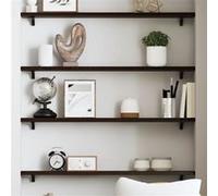 vidaXL Étagère Murale, Dessus de Table avec Bord Vivant, Tablette Suspendue Flottante, Rustique, Gris Foncé Bois Chêne Massif Traité Marron G