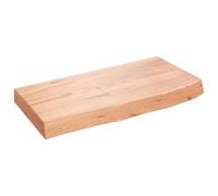 vidaXL Étagère Murale, Dessus de Table avec Bord Vivant, Tablette Suspendue Flottante, Rustique, Marron Clair Bois Chêne Massif Traité