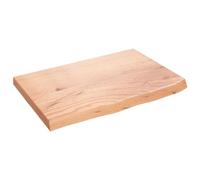 vidaXL Étagère Murale, Dessus de Table avec Bord Vivant, Tablette Suspendue Flottante, Rustique, Marron Clair Bois Chêne Massif Traité