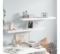 vidaXL Étagère murale flottante 2 pcs Blanc brillant 90x23,5x3,8cm MDF