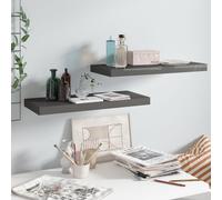 Vidaxl Étagère Murale Flottante 2 Pcs Gris Brillant 60x23,5x3,8 Cm Mdf Gris