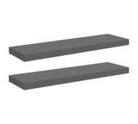 vidaXL Étagères murales flottantes 2x pour salle de séjour gris brillant MDF 80x23,5x3,8 cm