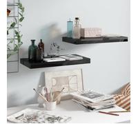vidaXL Étagère murale flottante 2 pcs Noir brillant 50x23x3,8 cm MDF